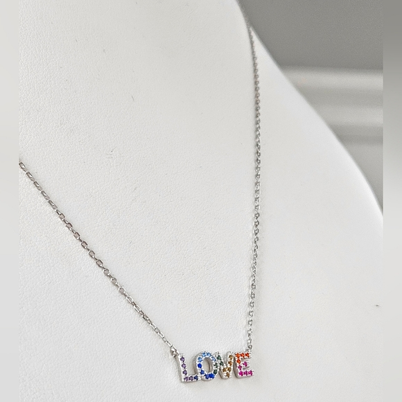 LOVE multicolor Gemstone Necklace, Charmed Aroma Rainbow Necklace Collection - Picture 2 of 6